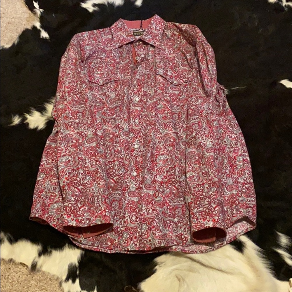 Men’s long sleeve pearl snap paisley western shirt